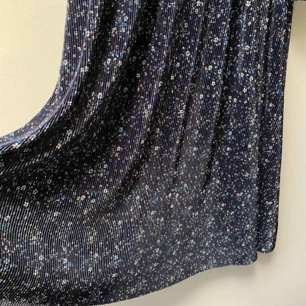 Very Plisse Long Maxi Dress Size UK 12 Floral Long Sleeve Blue V Neck - Picture 10 of 10